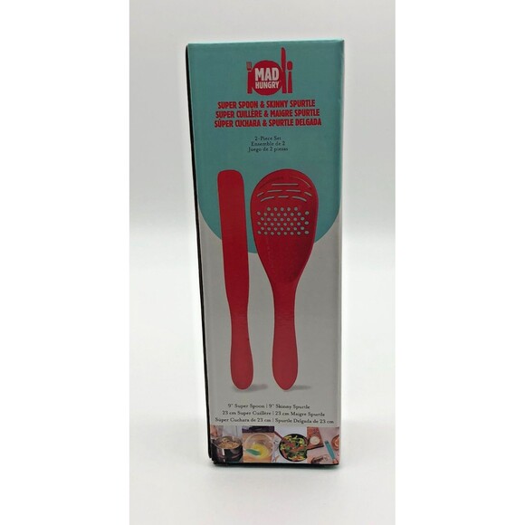 NIB Mad Hungry Super Spoon & Skinny Spurtle Red Silicone Set of 2 Kitchen - Picture 1 of 4